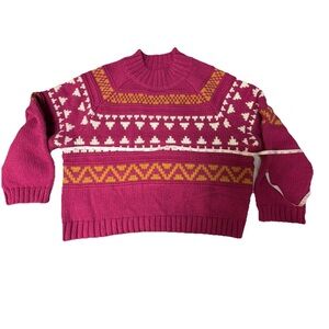 Universal Thread Vibrant Pink Sweater with Yellow Accents